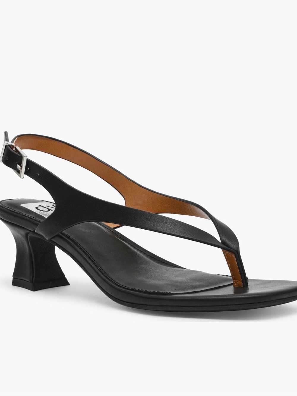 Black Slingback Thong Heel Sandal - 90s-Inspired Kitten Heel